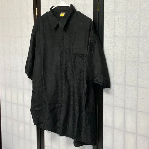 Creative Edge Vintage Short Sleeve Washable Silk Button Front Collared Shirt L - Picture 4 of 12